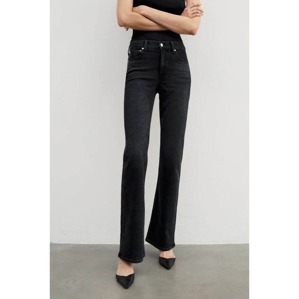 AYR The Ray Modern Flare Size 24 Valet Black Jeans High Rise